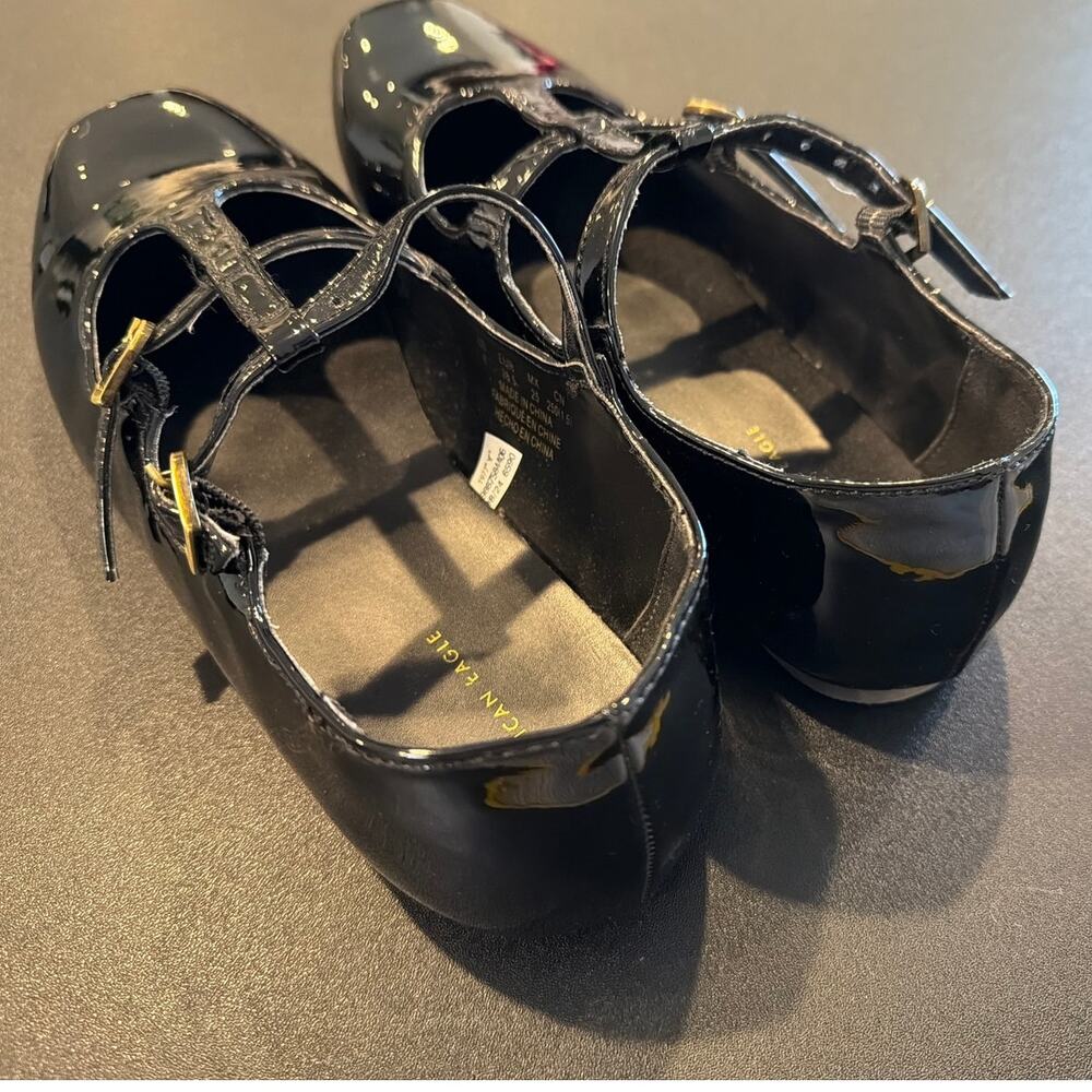 American Eagle Double T-Strap Mary Jane Shoes Women's Size 8 Black Patent - Picture 4 of 6